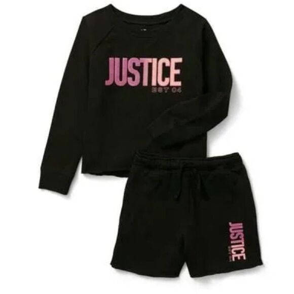 Justice Fleece Lounge Sweatshirt & Midi Short Set NWT XL Plus - Picture 2 of 11